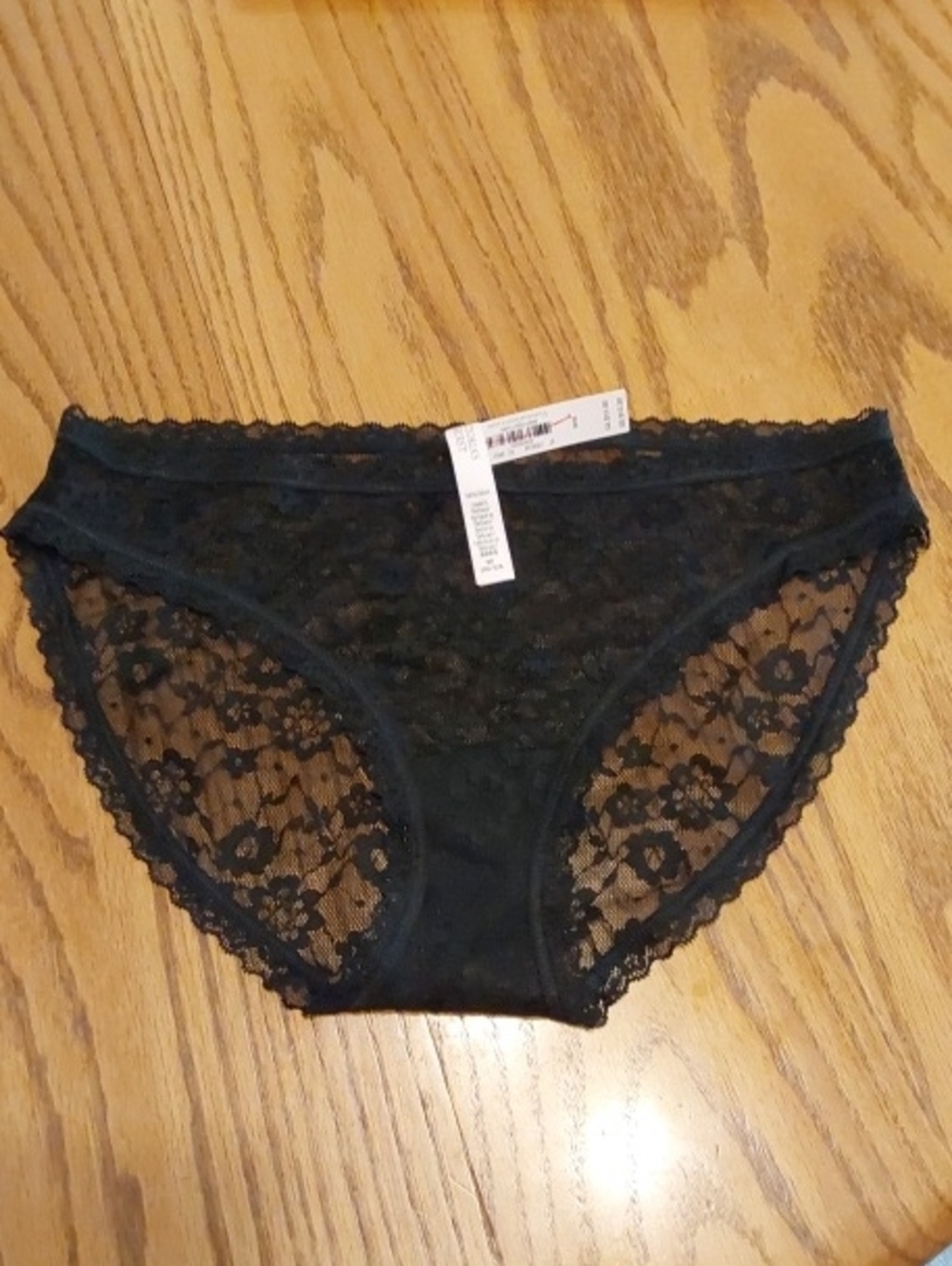 Victoria's Secret Black Floral Lace Bikini Panty
